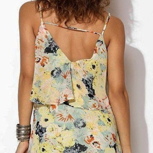 UO Love Sadie Floral Watercolor CHIFFON MaXi DRESS - Picture 7 of 7